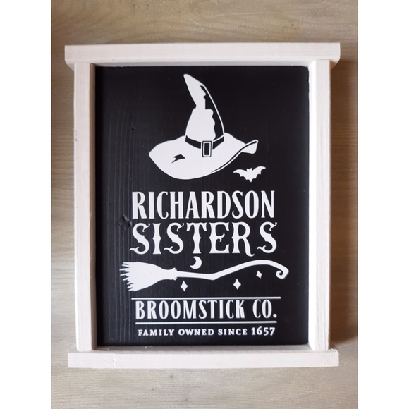 Vintage Halloween Themed Witch Broom Hanging Sign